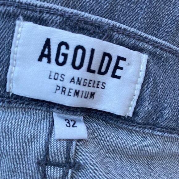 New Agolde Men Gray Wash Denim Distressed Ripped Mid Rise Slim Fit Jeans 32 - Picture 7 of 9